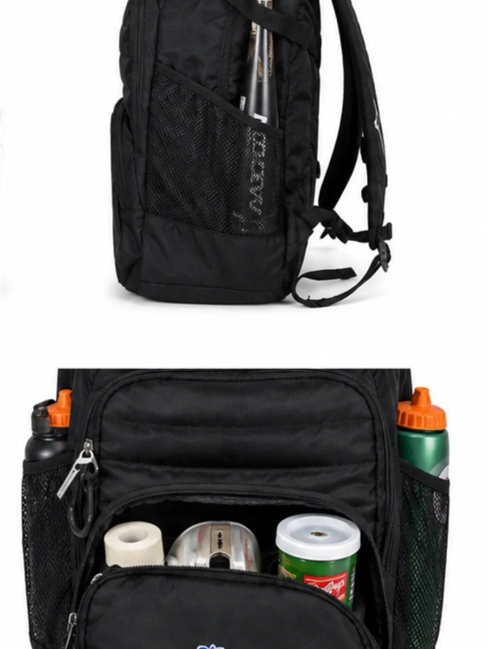 Mizuno Black Backpack with Blue Stoners Logo and White Name